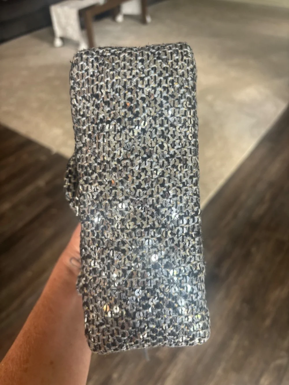 Chanel 2.55 Reissue Silver Sequin Tweed Flap Bag
